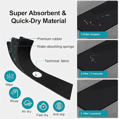 33" Lx5.5 W Long Kitchen Sink Faucet Mat: Customizable Black Splash Guard
