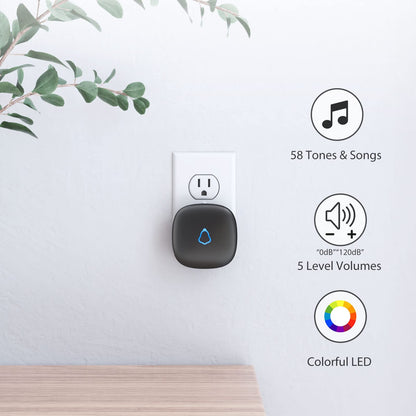 Door Chime, METAK Wireless Door Open Contact Sensor Alarm with 500 FT Range, 58 Chimes and 5 Volume Levels for Business/Store/Home/Office When Entering, 1 Transmitter + 1 Plug-in Receiver
