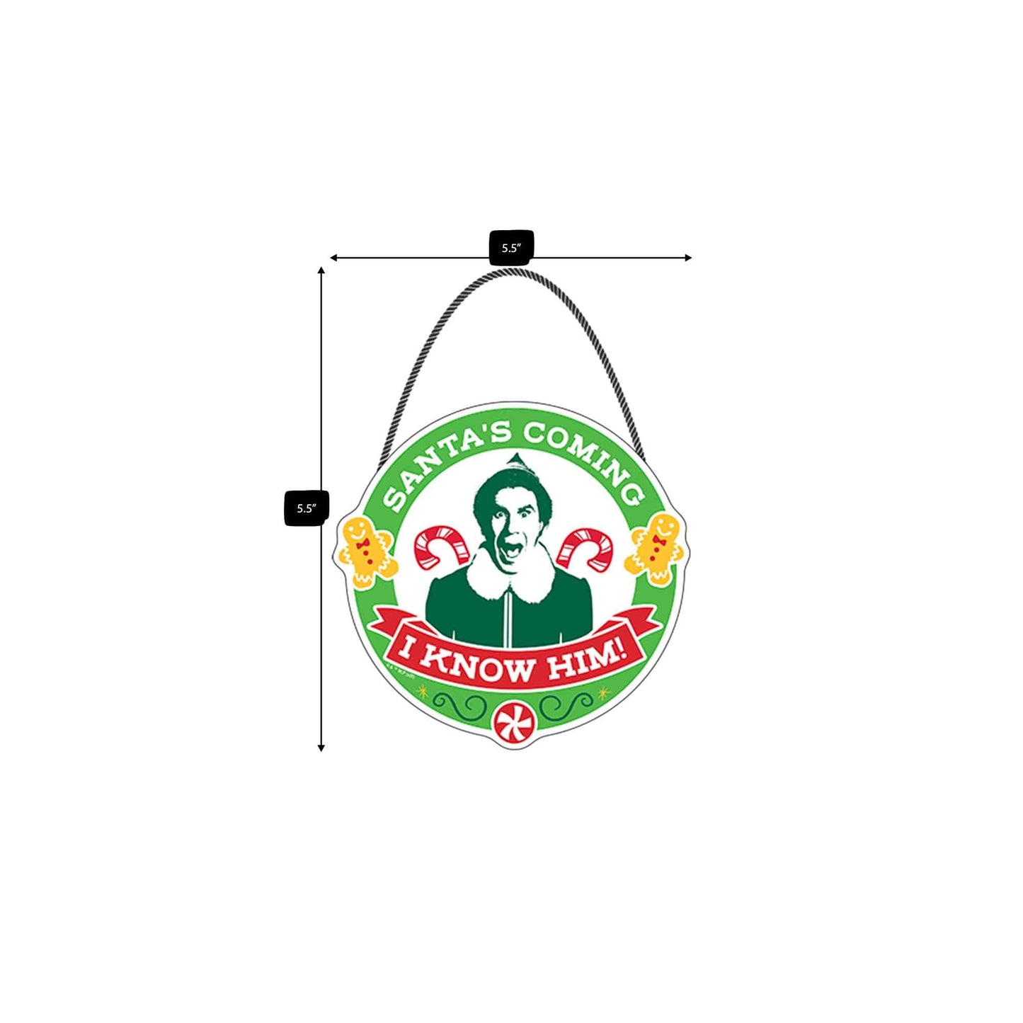 Elf Movie Santa's Coming I Know Him Hanging Wood Wall Decor - Funny Buddy the Elf Christmas Decoration for Home