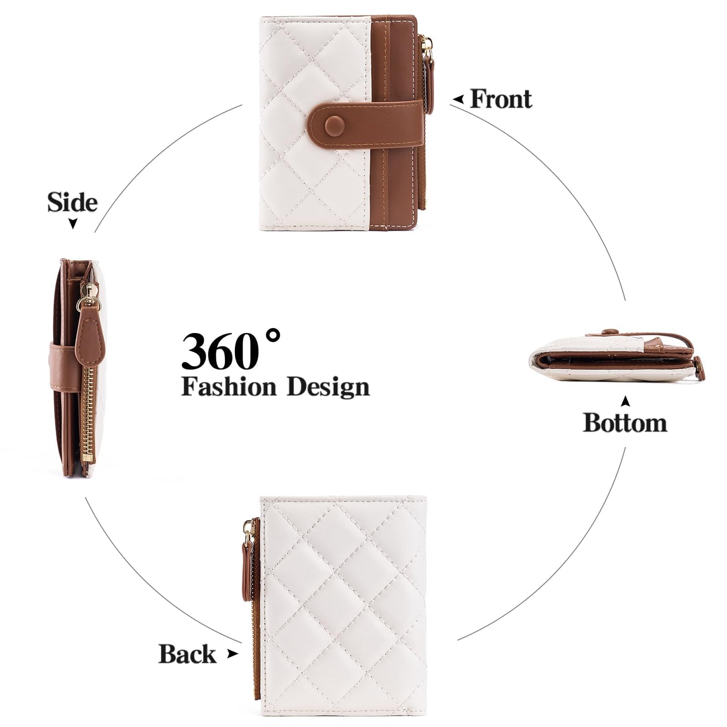 GAEKEAO Small Wallet for Women Bifold Leather RFID Blocking Credit Card Holder Wallets Zipper Pocket Coin Purse with ID Window