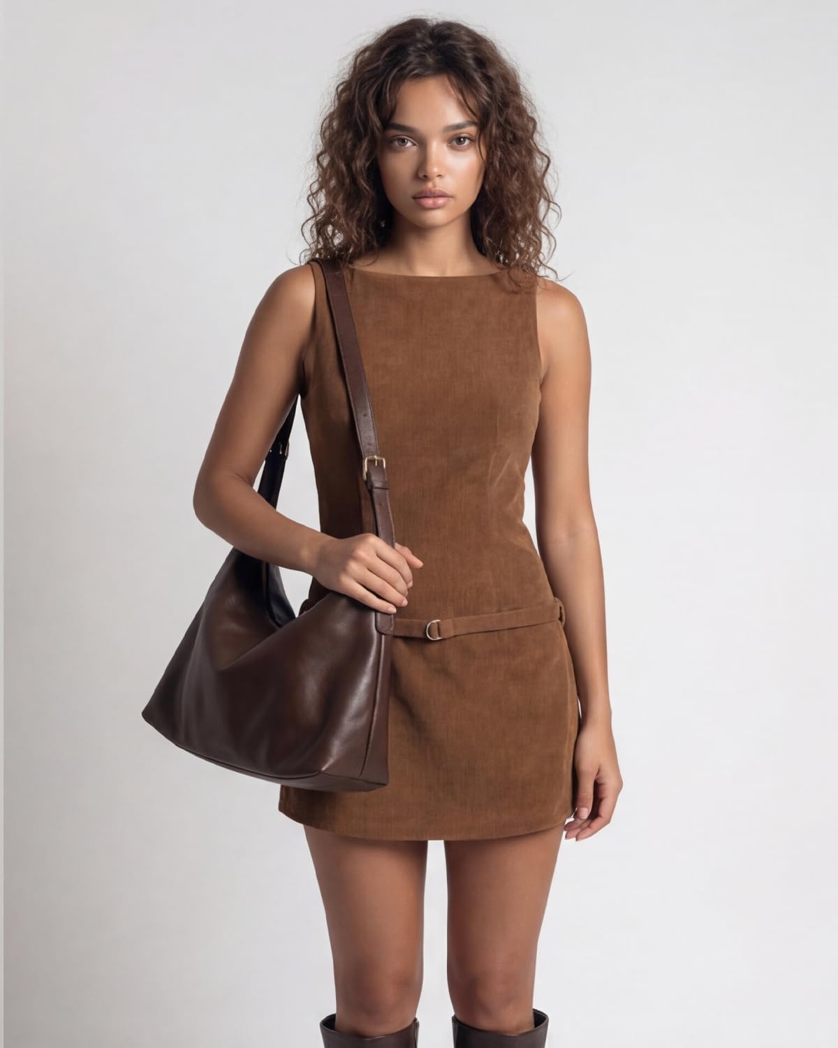 Hobo Bag for Women - Slouchy Shoulder Bag - Soft Vintage Purse - Adjustable Straps Crossbody Vegan Leather - Dark Brown