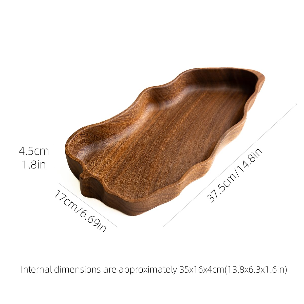 MIGAKU HOME Acacia Wood Serving Tray, Leaf Design Wood Tray, Party Platter, Serving/Food/Cookie Trays for Parties, Wooden Trays for Decor, Christmas Tree Charcuterie Board