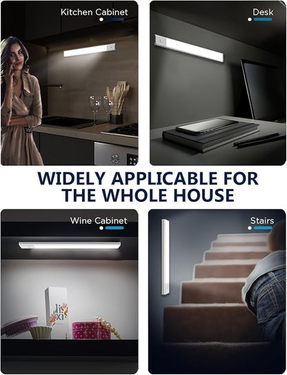 Diomart Under Cabinet Lights Wireless, 30-LED Motion Sensor LED Closet Light Rechargeable, Motion Sensor Light Indoor Stick on Under Counter Lights for Kitchen, Stairs, 4 Pack