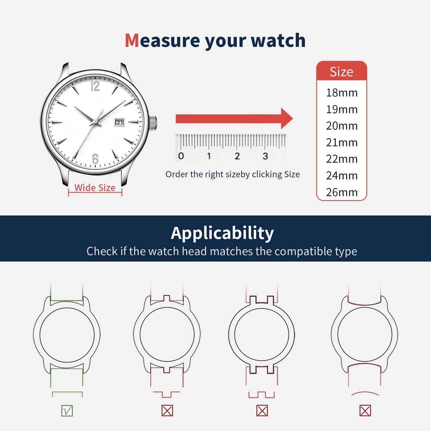 Fullmosa Watch Bands,18mm 19mm 20mm 22mm 24mm 26mm Quick Release Leather Watch Band Strap - Burnished Leather Watch Band Vintage Wristband