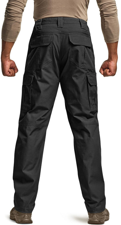 CQR Men's Tactical Pants, Water Resistant Ripstop Cargo Pants, Lightweight EDC Work Hiking Pants, Outdoor Apparel, Raider Black, 46W x 30L