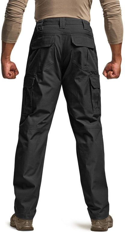CQR Men's Tactical Pants, Water Resistant Ripstop Cargo Pants, Lightweight EDC Work Hiking Pants, Outdoor Apparel, Raider Black, 40W x 32L