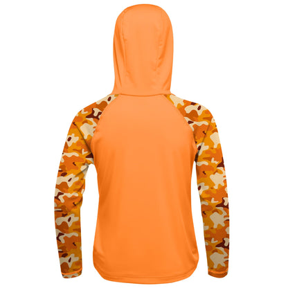 DRONIRING Boys Rash Guard Swim Hoodie, UPF 50+ UV Sun Protection Long Sleeve Fishing Shirt, Kids Youth SPF Water Shirts Bright Orange