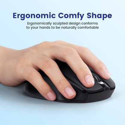Wireless Mouse, D-09 Computer Mouse USB Cordless Mice for Laptop, Ergo Grips, Lightspeed 5-Level 2400 DPI, 16 Months Battery, Portable for PC Mac Chromebook (Black)