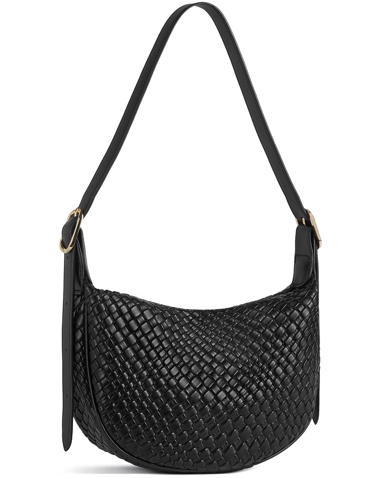BOSTANTEN Purses for Women Crescent Crossbody Bag Vegan Leather Shoulder Hobo Handbag Adjustable Strap, Small Black