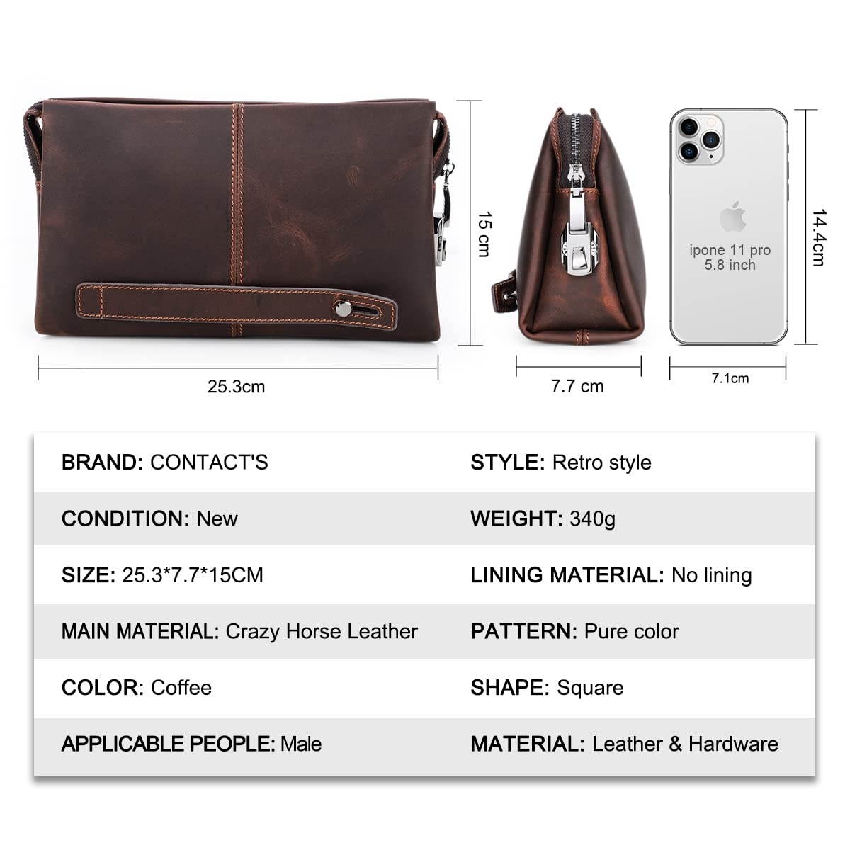 Leather Men Clutch Purse Bag, Mens Business Code Lock Wallet Anti Theft Clutch Purse Phone Holder Handbag Travel Bag
