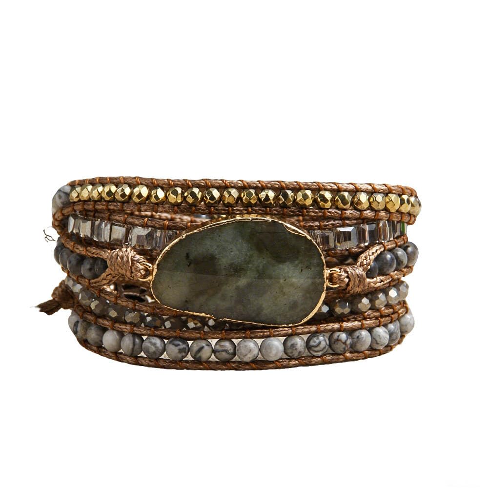 ZOSOJONA Women Wrap Bracelets Boho Natural Stone Jasper Turquoises Strand Bracelet Jewelry Collection