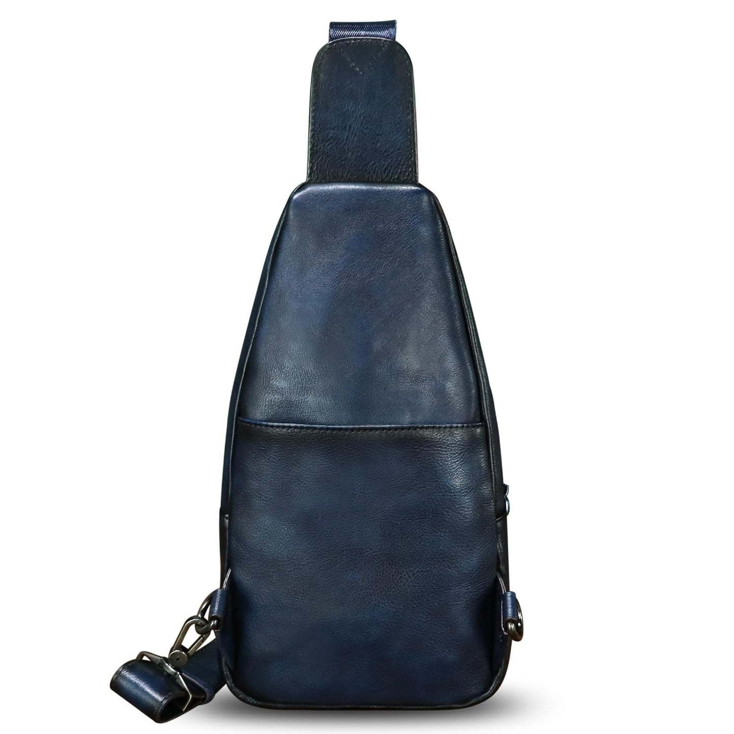 LRTO Genuine Leather Sling Bag for Men and Women Real Leather Shoulder Crossbody Bag Chest Bag Sling Backpack Purse (Blue)