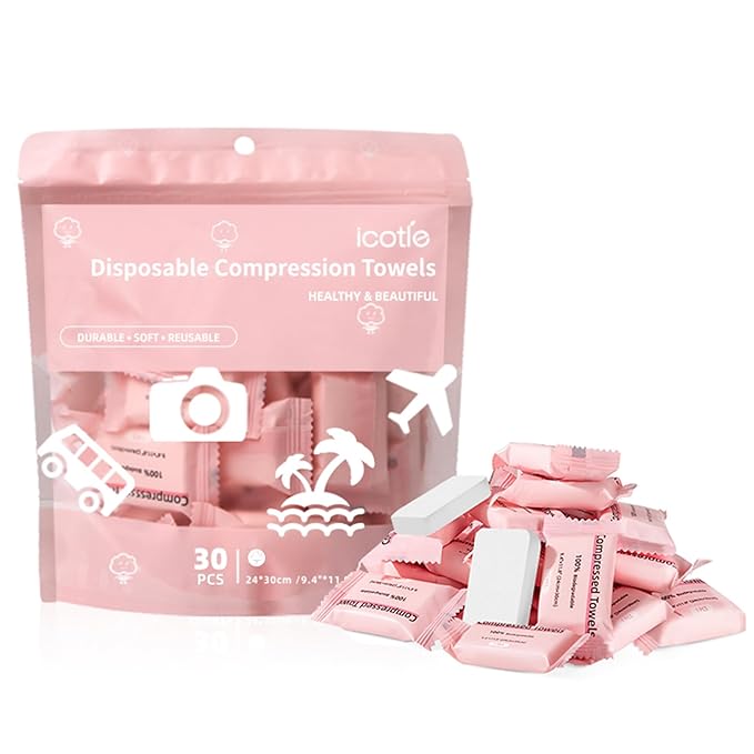 Compressed Towel 30 Pcs Disposable Compressed Face Towel Portable Cotton Coin