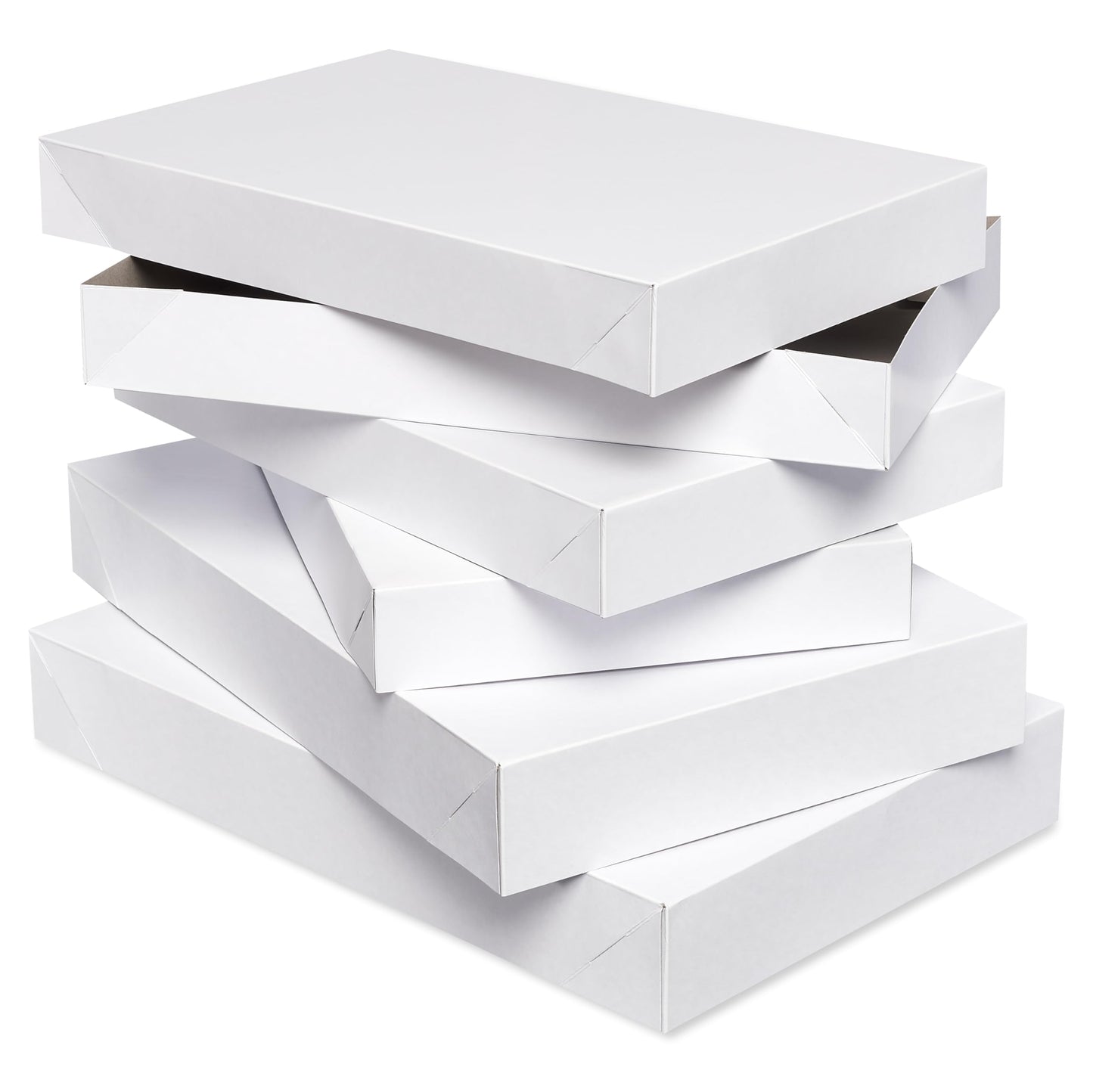 American Greetings White Gift Boxes with Lids for Presents, Assorted Sizes (3 Medium Shirt Boxes, 2 Large Robe Boxes) for Christmas, Birthdays, Baby Showers, Weddings, Graduation, or Any Occasion
