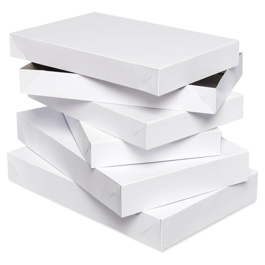 American Greetings White Gift Boxes with Lids for Presents, Assorted Sizes (3 Medium Shirt Boxes, 2 Large Robe Boxes) for Christmas, Birthdays, Baby Showers, Weddings, Graduation, or Any Occasion