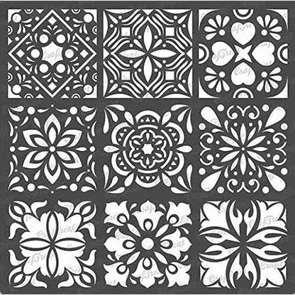 CrafTreat Reusable Mini Tiles - 6x6 Inches - DIY Art & Craft Stencils for Wood, Canvas, Paper, Fabric, Floor, Wall