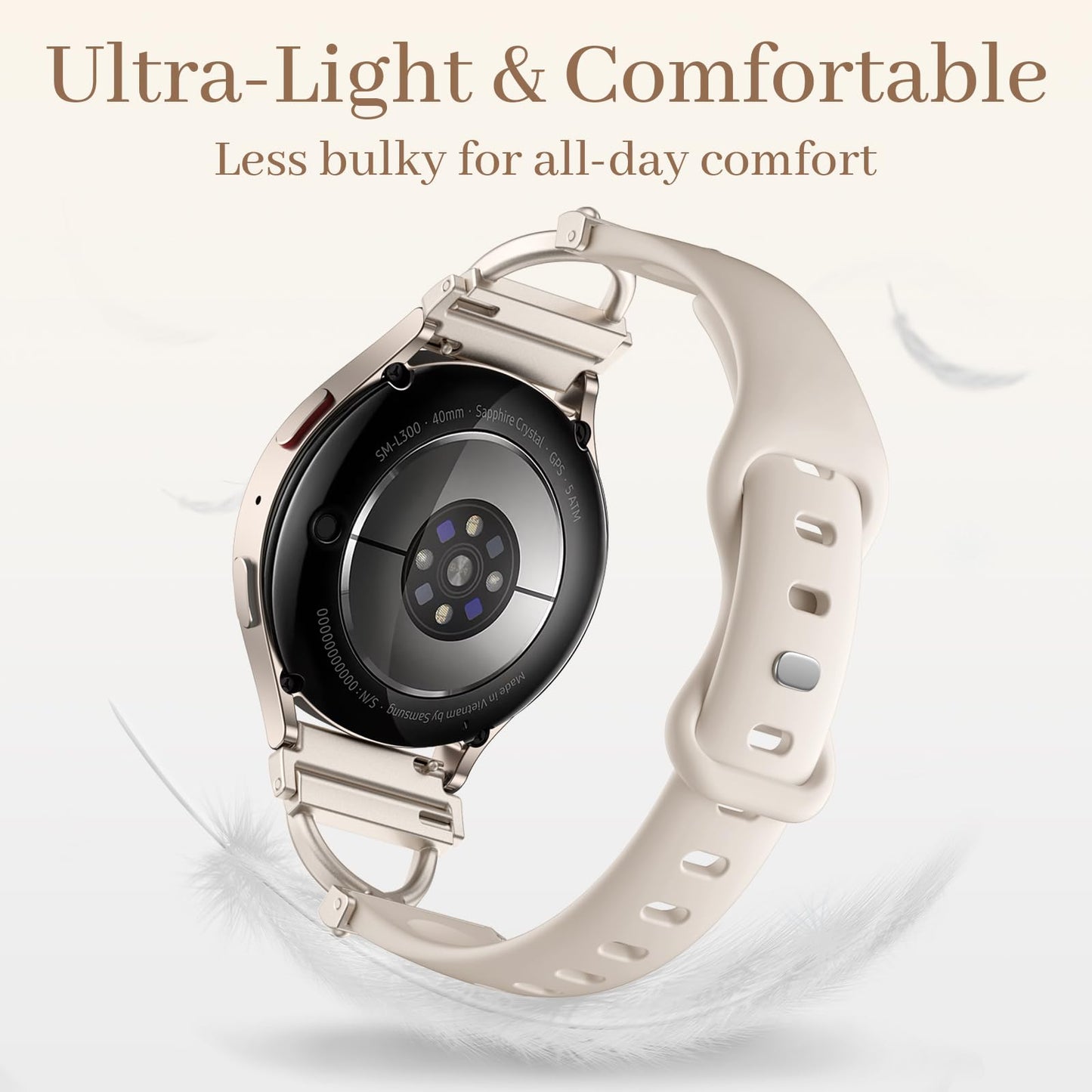 Getino Slim Silicone Bands Compatible with Samsung Galaxy Watch 7 Band 6 5 4 FE 40mm 44mm/Galaxy Active 2, 20mm Watch Band Thin Skinny Charms X-Shaped Soft Sport Strap for Samsung Watch Bands Women