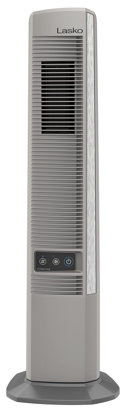 Lasko Outdoor Living Oscillating Tower Fan, for Decks, Patios and Porches, 10 Foot Power Cord, 4 Refreshing Speeds, 42", Beige, YF202