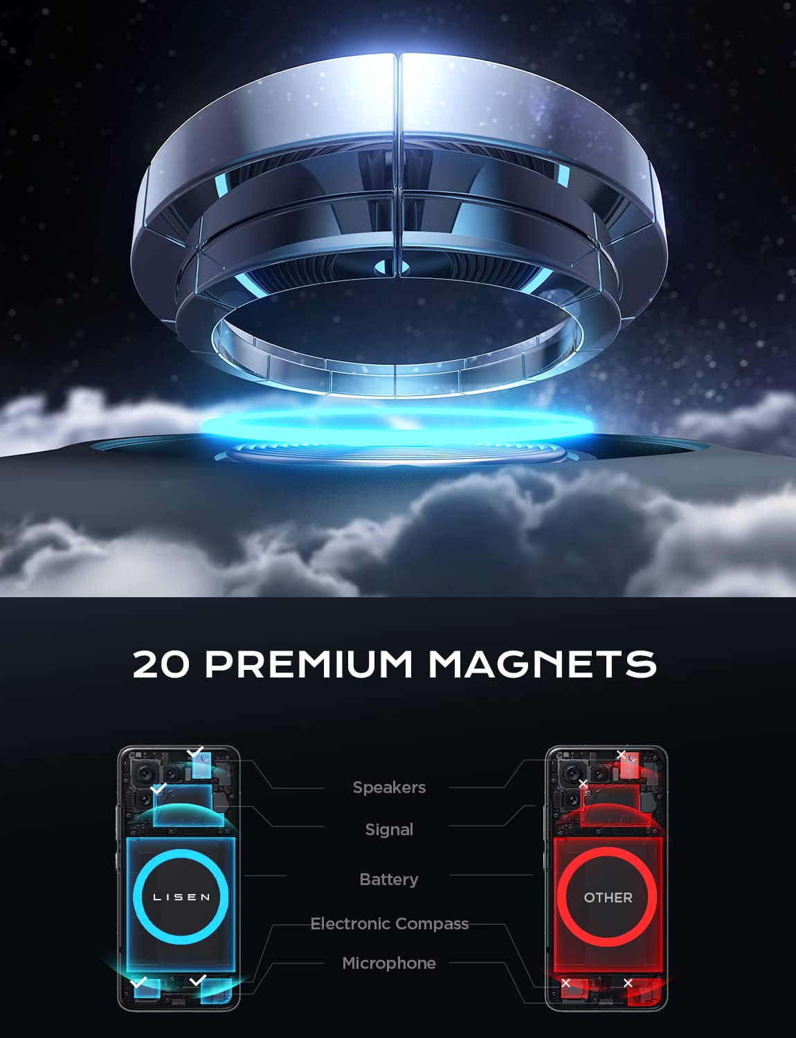 LISEN for iPhone 17 MagSafe Car Mount Charger, [Safer & Faster] Vent Magnetic Wireless Car Charger, Car Vent Phone Mount Charger Fits iPhone 17Pro/ Max/Air 16 15 14 13, Samsung with MagSafe Case