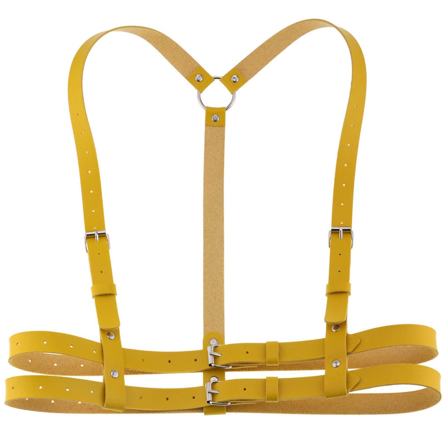 eYLun Women Leather Harness Punk Body Waist Belt - Adjustable Yellow