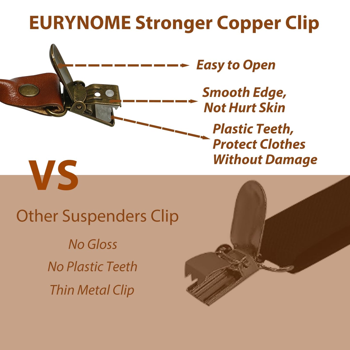 EURYNOME Leather Suspenders For Men, Brown Genuine Leather Suspenders Groomsmen Gifts (01#, M)