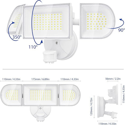 iMaihom 150W Motion Sensor Light Outdoor, 15000LM 6500K LED Security Floodlights, 3 Adjustable Head Motion Detection Light IP65 Waterproof for Yard Garage White 1pack
