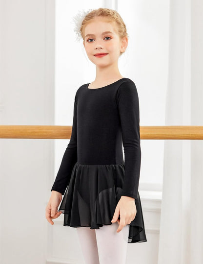 Zaclotre Ballet Leotards for Girls Toddler Classic Long Sleeve Criss-Cross Back Dance Dress Ballerina Outfits