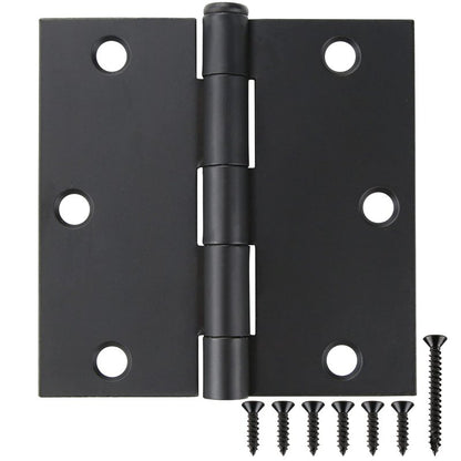 18 Pack 3 1/2 Inch Matte Black Door Hinges 3.5" Interior Square Iron Bifold Silver Standard Residential 3 ½"Satin Nickels Hinge for Doors Hardware Kit Tool Office Bedroom Study Living Room Decor