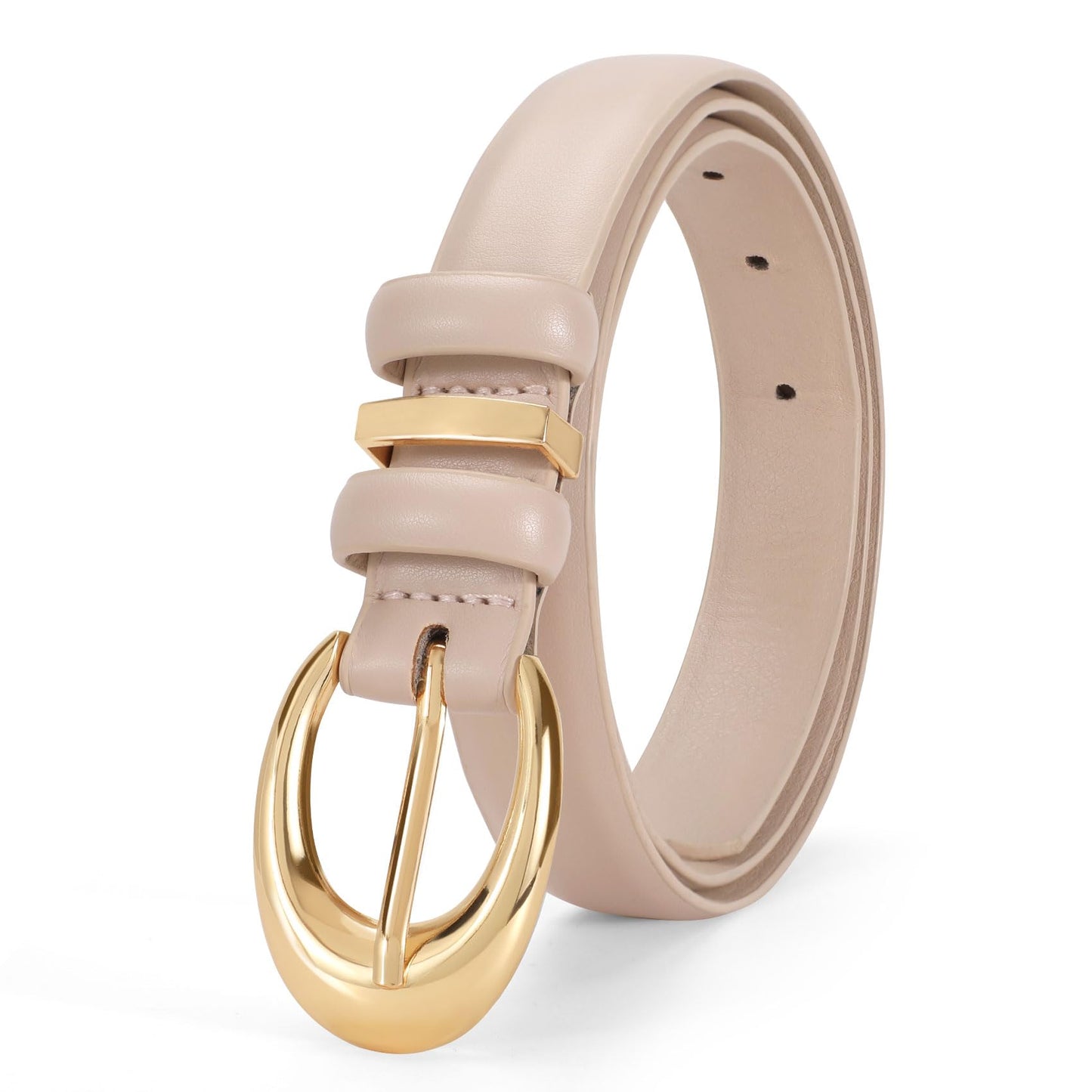 TRIWORKS 3 Pack Women Leather Belt for Jeans Pants Fashion Ladies Faux Leather Belt with Gold Buckle
