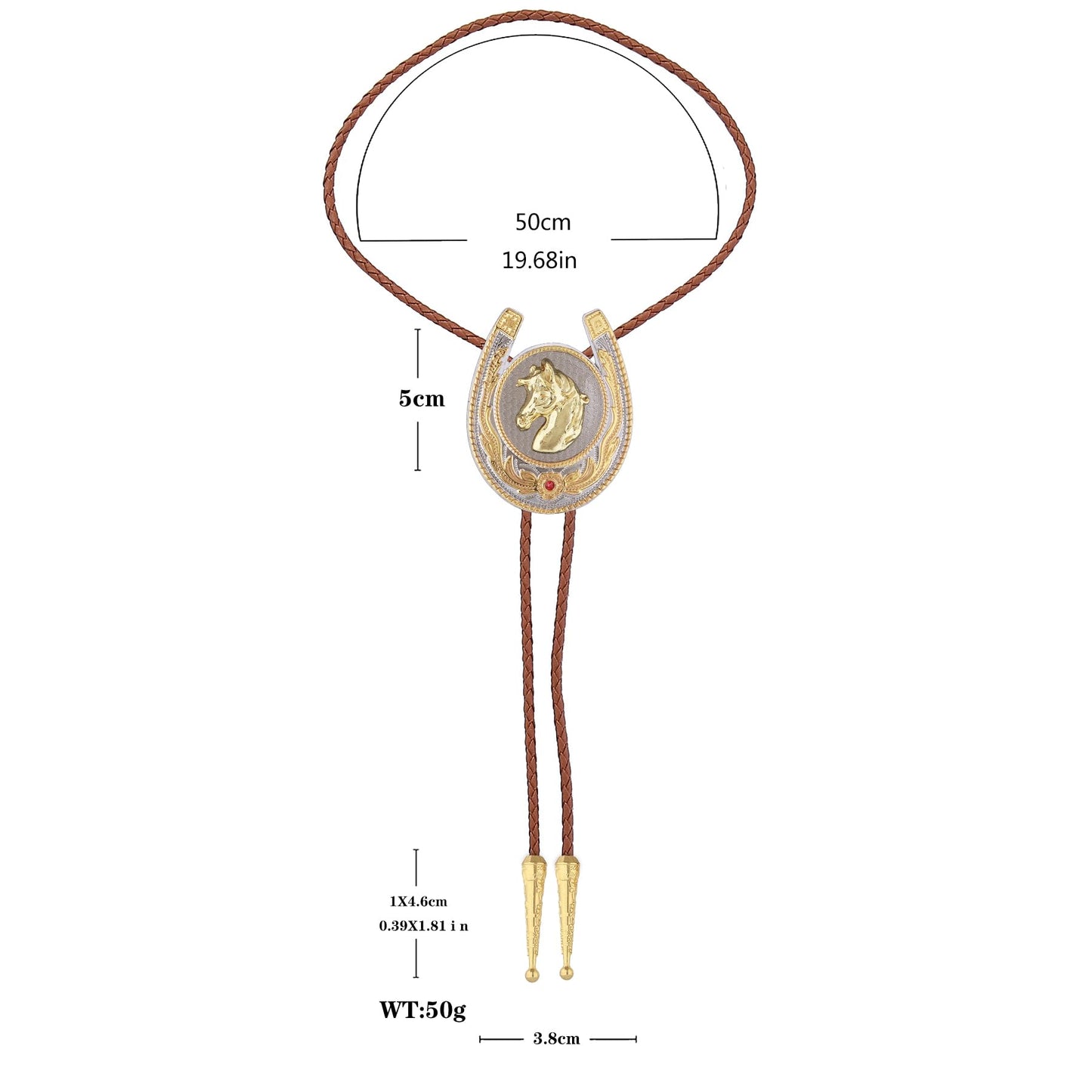 GelConnie Bolo Tie for Men Western Cowboy American Golden Horse Bolo Ties Brown Leather Western Costume Accessories