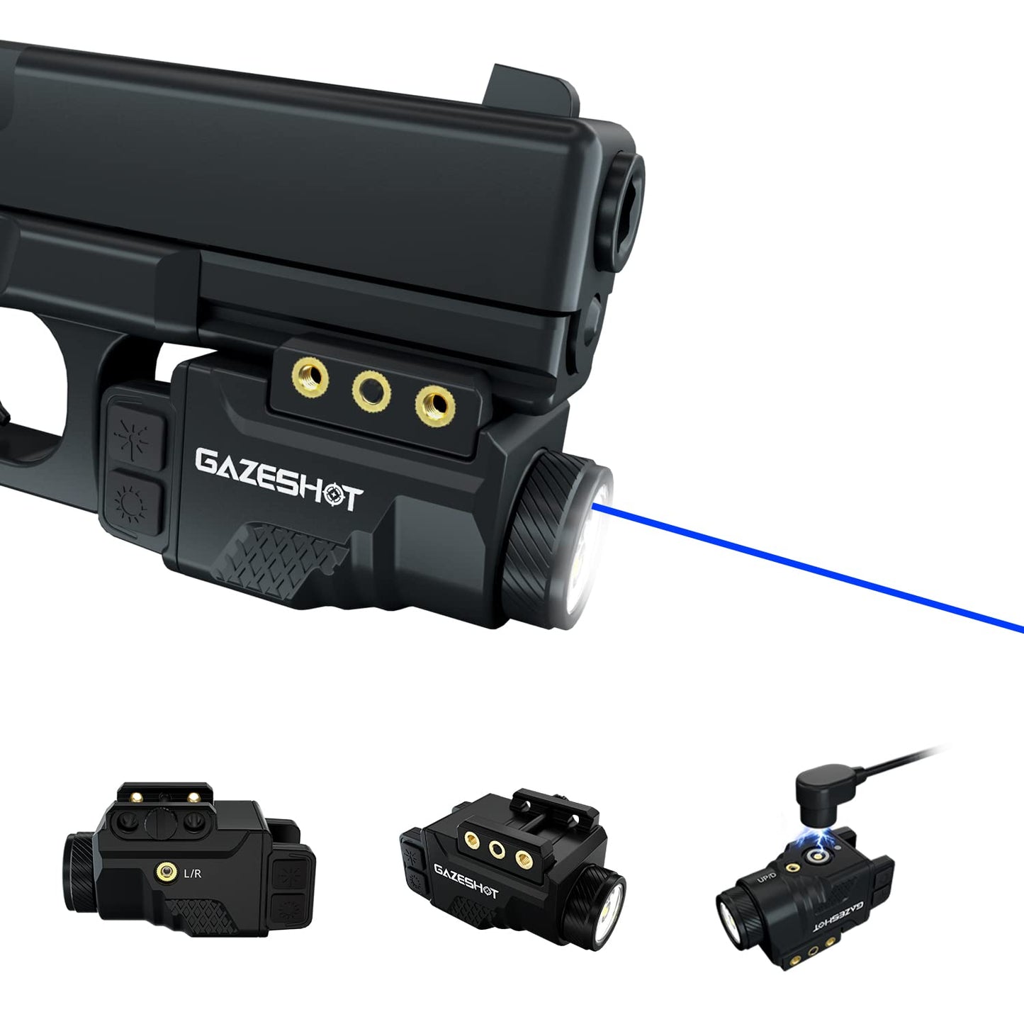 GAZESHOT 700 Lumen Pistol Light Laser Combo Weapon Light Tactical Flashlights, Magnetic USB Rechargeable with Blue Beam Sight and Strobe Mode for GL and Picatinny Rail