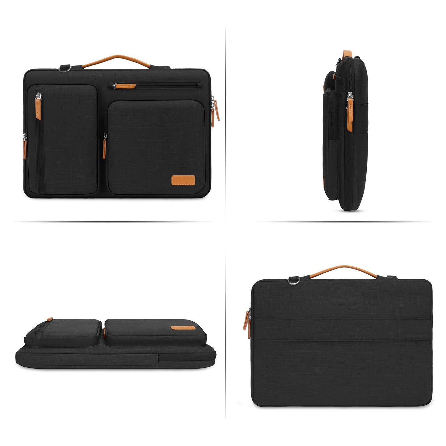 MOSISO 360 Protective Laptop Shoulder Bag,17-17.3 inch Computer Bag Compatible with MacBook, HP, Dell, Lenovo, Asus Notebook,Side Open Messenger Bag with 4 Zipper Pockets&Handle, Black