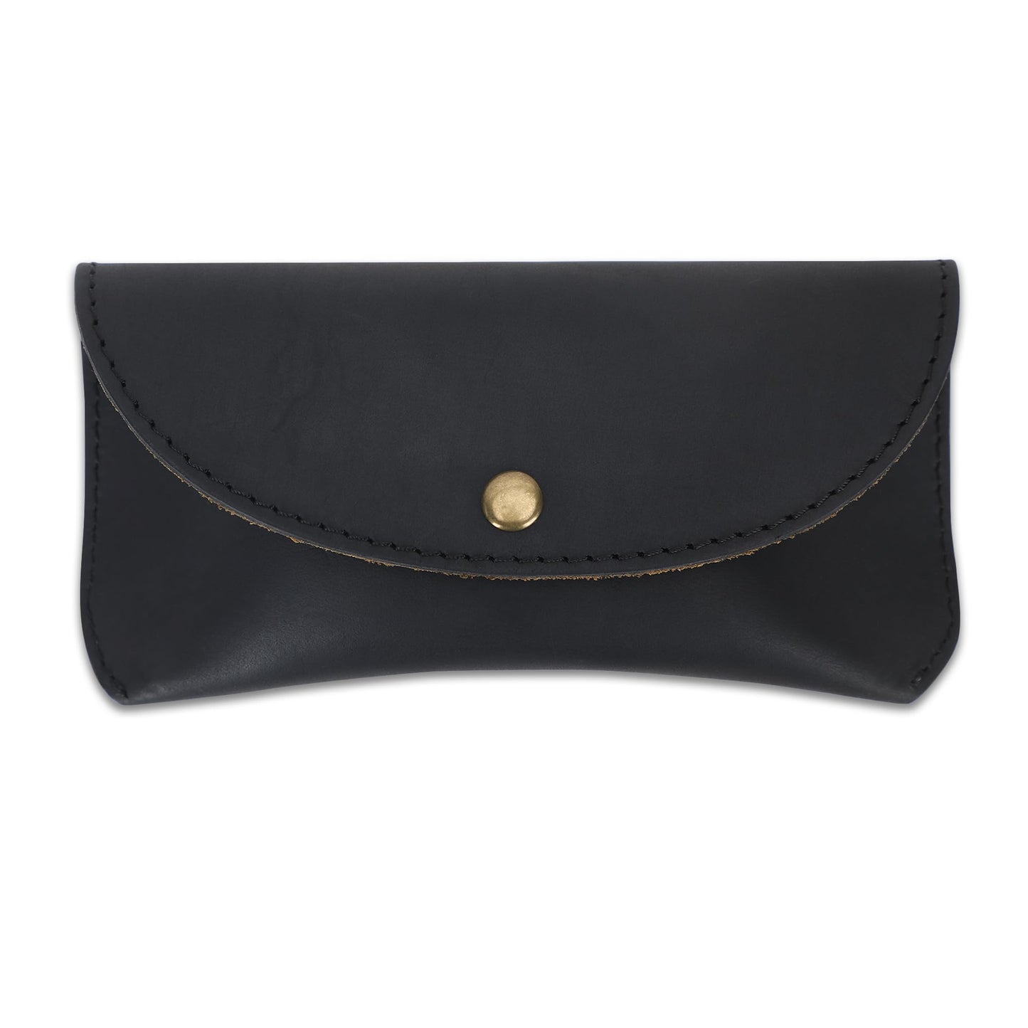 CestAntiQ Leather Eyeglass Case Genuine Leather Sunglasses Case Eyewear Pouch Glasses Sleeve Slim Unisex Eyeglass Holder (Black)