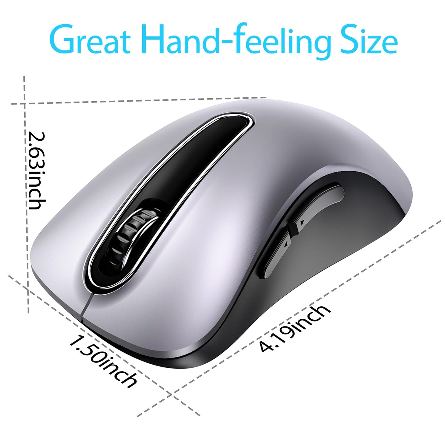 memzuoix 2.4G Wireless Mouse, 1400 DPI Mobile Optical Cordless Mouse with USB Receiver, Portable Computer Mice for Laptop, PC, Desktop, MacBook, 5 Buttons, Red