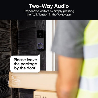 WYZE Wireless Duo Cam Video Doorbell (Chime Included), Battery Powered, 2K Full HD Video, 2 Cameras (People and Package), 2-Way Audio, Color Night Vision, Silver