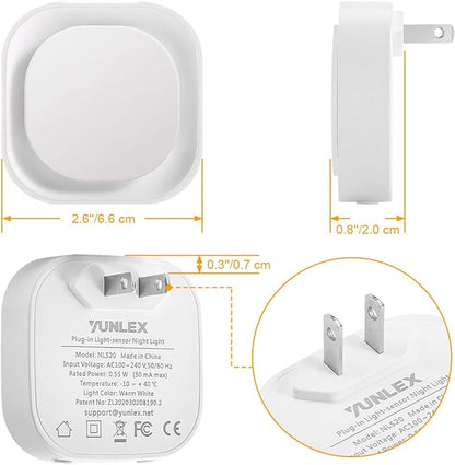 2 Pack Plug in Amber Night Light, Auto Dusk to Dawn, Soft Glow, Dimmable, Diffused Light, LED Lights for Bedroom, Kids, Bathroom, Sleep, Baby Nursery, Toddler, Hallway, Kitchen, Home Decor