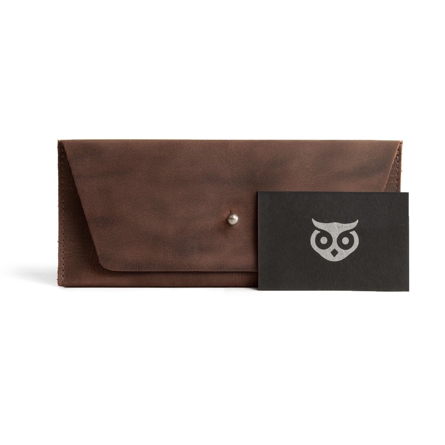 Hide & Drink, Long Utility Pouch, Stylish Wallet for Carrying and Storing Cash, Clutch Bag, Full Grain Leather, Handmade, Bourbon Brown
