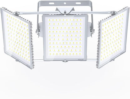 900W 2025 Plus New Upgraded LED Flood Light Outdoor, 90000LM Super Bright Stadium Lights, 6000K Daylight White, IP66 Waterproof, 3 Heads Adjustable Floodlight for Sports Fields, Court