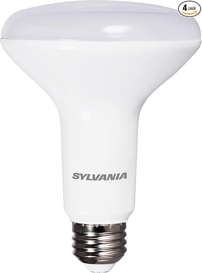 LEDVANCE Sylvania ECO LED BR30 Light Bulb, 65W = 9W, Dimmable, Frosted Finish, 650 Lumens, 4000K, Cool White - 4 Pack (41102)