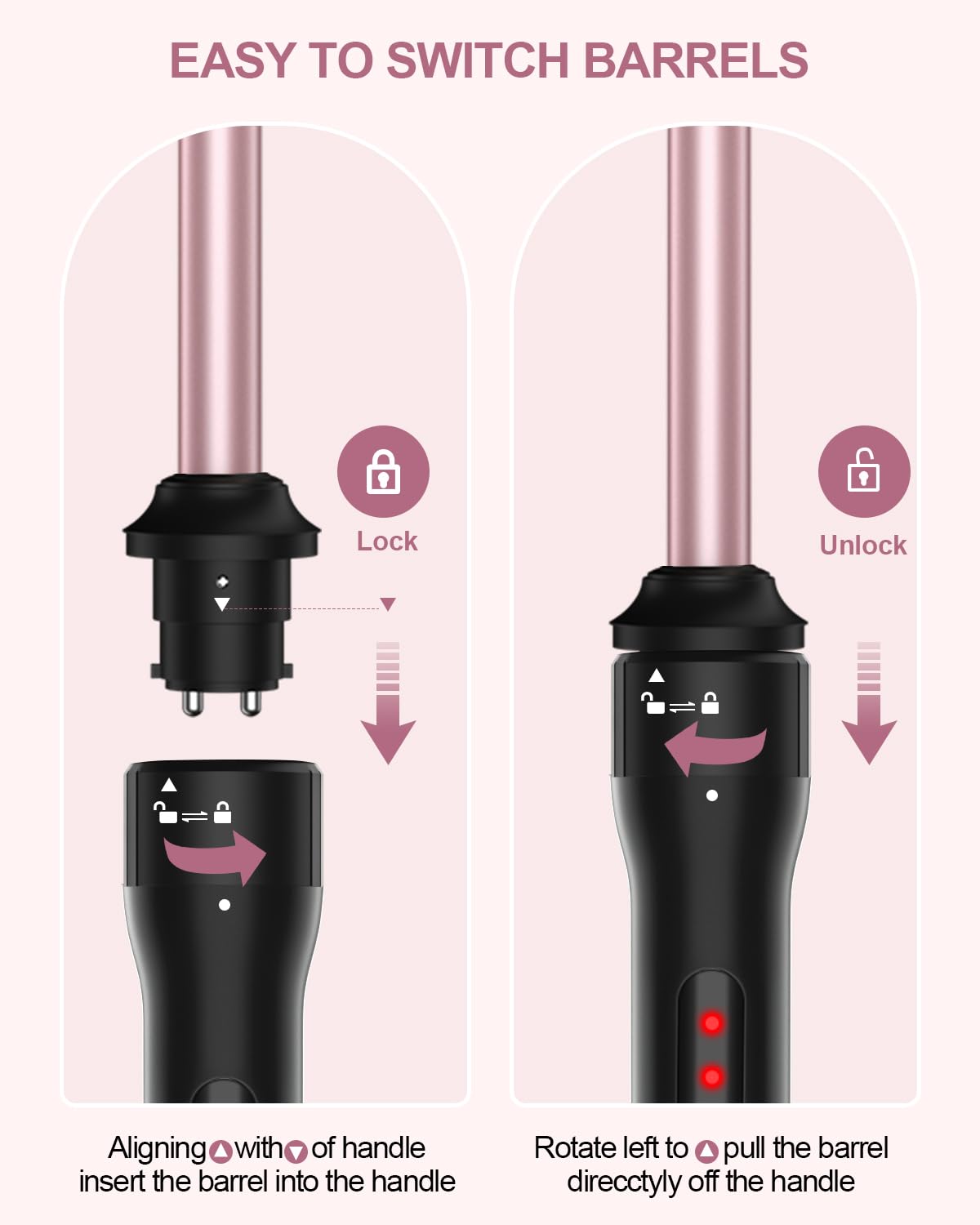 3 in 1 Curling Iron, Curling Wand Set with 3 Interchangable Ceramic Beach Waves Wands(0.75"-1.25"), Dual Voltage 30s Fast Heating with Heat Resistant Glove & 2 Clip for Long/Short All Hairstyle