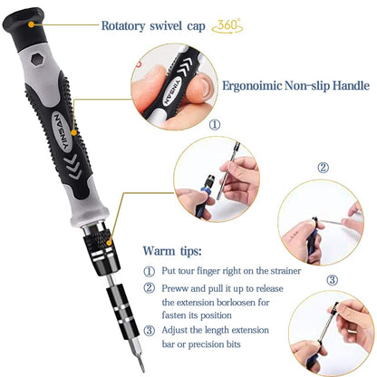 YINSAN Precision Screwdriver Set, Electronics Repair Tool Kit Micro Magnetic Bit for iPhone, Computer, PC, Laptop, Phone, Mac, Tablet, Home DIY, Game Consoles, Glasses, Watch, Doorbell, 120 in 1 Black