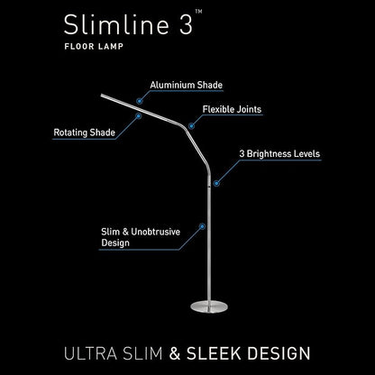daylight Company Slimline 3 Floor Lamp-LED-80 CRI-Eye Care-4 Brightness Levels, 3,000 LUX at 30 cm, 1,065 LUMENS-4 Step DIMMER Mode, White