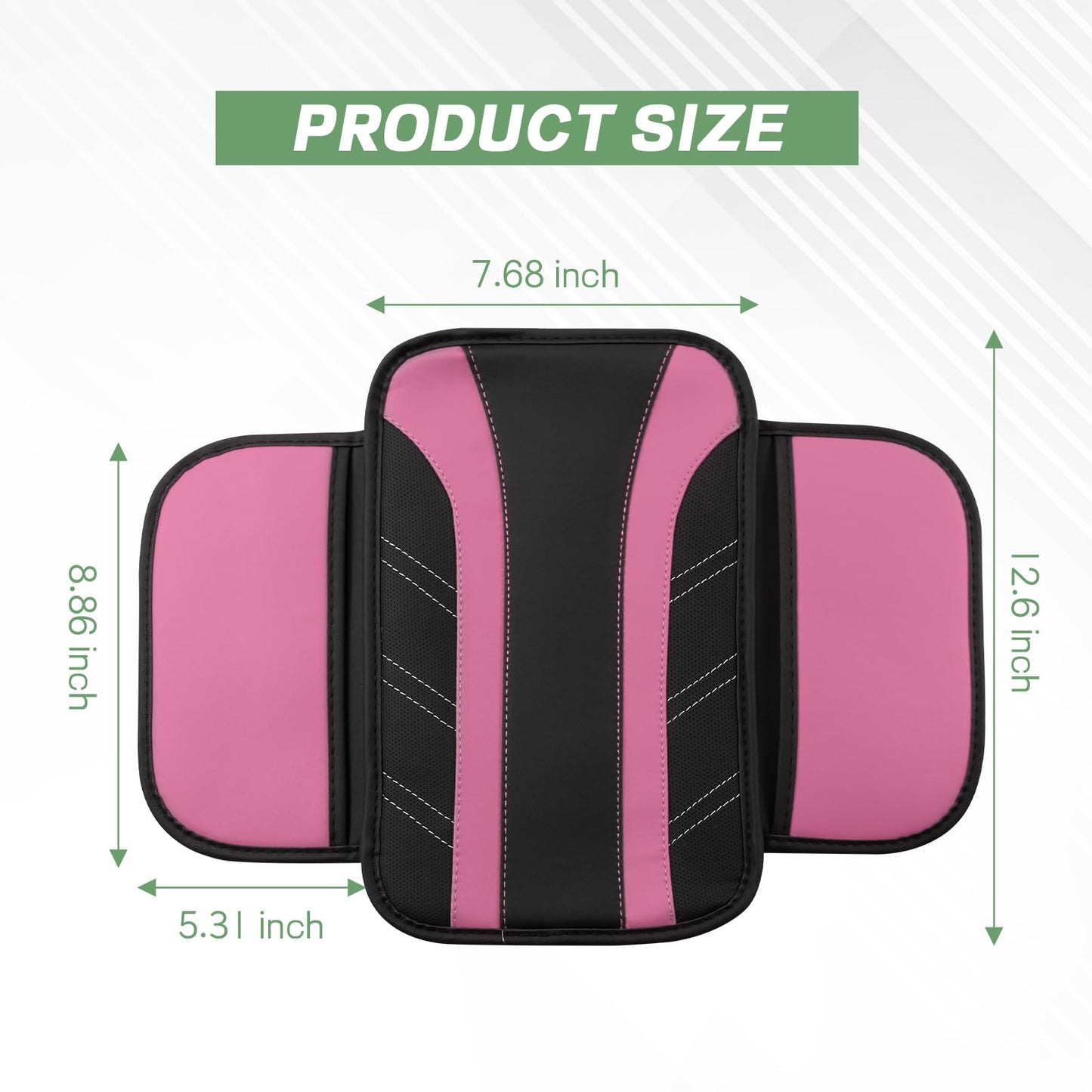 Hbxdeco 6PCS Pink Car Accessories Set, Sporty Auto Interior Decoration Accessories with Leather Car Steering Wheel Cover, Center Console Cover, Seat Belt Shoulder Pads, Cup Coasters (Pink)