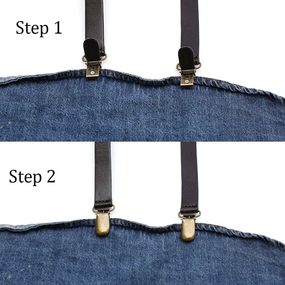 RC ROCKCOW Brown Leather Suspenders for Men Wedding Vintage Y Back Suspenders Tagger Snaps Wedding Party Best Groomsmen Gifts