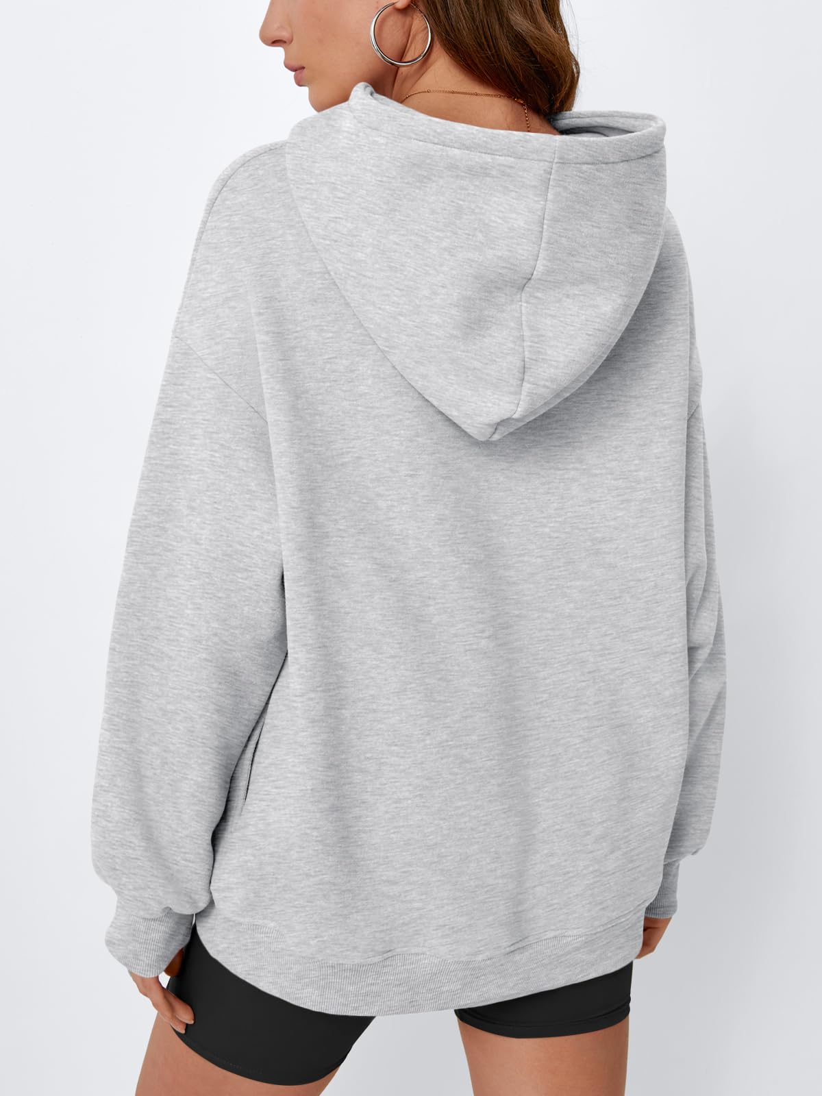 EFAN Womens Oversized Hoodies Fleece Hooded Sweatshirts Casual Comfy Tops Fall Fashion Outfits 2025 Cute Clothes with Pockets Grey M