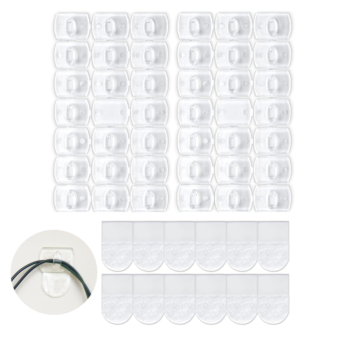 CARAINBO Indoor Mini Light Clips,240 Clear Clips and 270 Removable Strips, Damage Free Hanging Light Clips for Christmas Decoration, Wall Clips for Intdoor Lights and Cables, Cord Holders