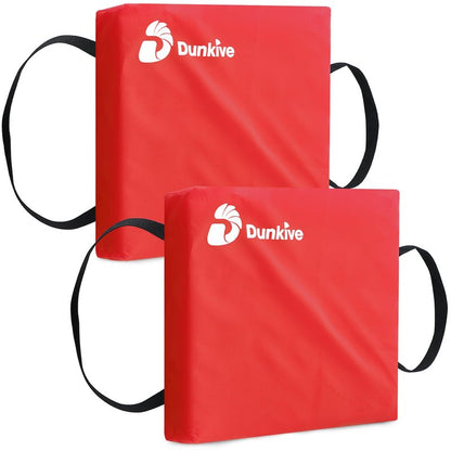 Dunkive 2 Pack Boat Throw Flotation Cushion, USCG Approved, Emergency Marine Throwable Flotation Device, Foam Boat Cushions Life Preserver, Throw Cushions for Boats, Kayaks, Canoes(Red)
