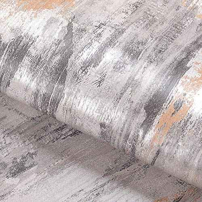 Livelynine Metallic Concrete Wallpaper Peel and Stick for Bedroom Vinyl Concrete Contact Paper for Walls Grey Silver Peel and Stick Wallpaper for Living Room Wall Apartments Bathroom RV 15.8x78.8