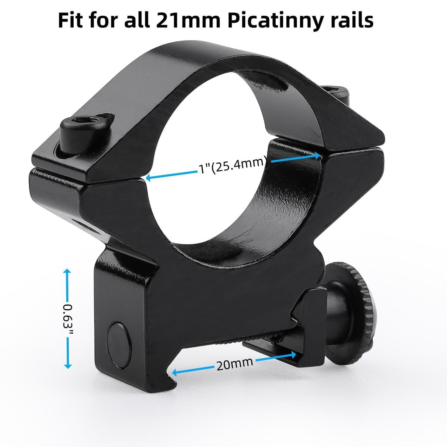 JINSE 1 inch Scope Rings, 2pcs Low Profile Scope Mount for Picatinny Rail