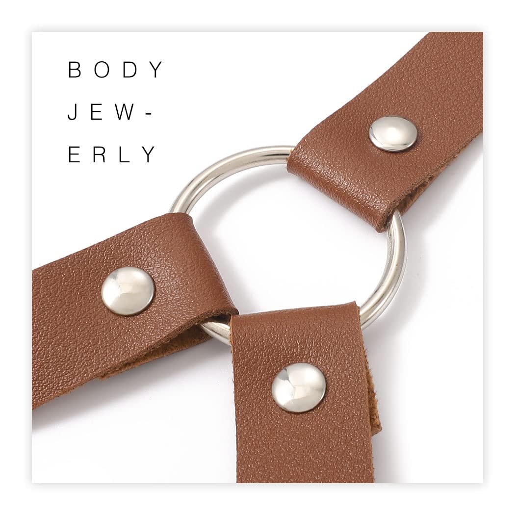 BODIY Women Waist Belt Straps Brown PU Leather Vest Adjustable Buckle Belts Punk Goth Waist Strap for Halloween Dresses Costume